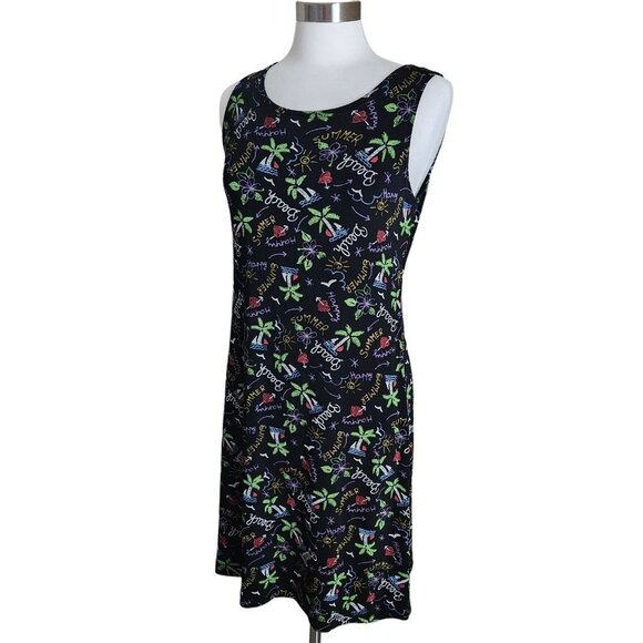 Slinky‎ Dress Ronni Nicole Women Size 6 Beach Summer Palm Tree Print Sleeveless - Picture 2 of 15